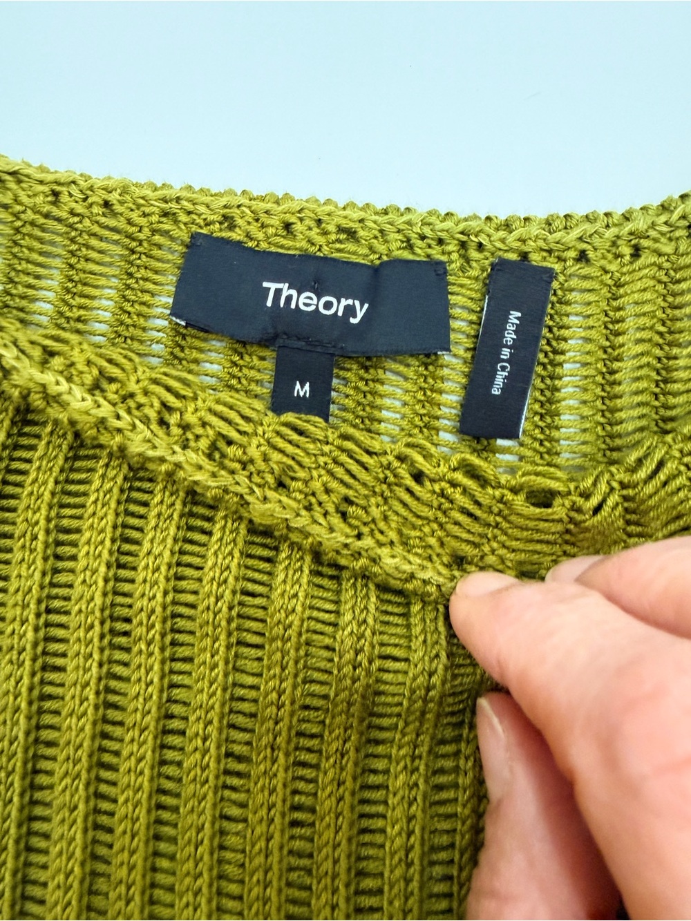 Theory Pima Olive Green Ribbed Boatneck Women’s Sweater, Saturated color! - Picture 5 of 9